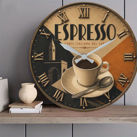 Italian Espresso Coffee Bar Decor ラージ壁時計