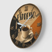 Italian Espresso Coffee Bar Decor ラージ壁時計 (傾斜)