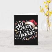 Italian Family Christmas Lights Red Santa Hat Buon カード (黄色い花)