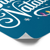 Italian Family Christmas Lights Red Santa Hat Buon ポスター (角)