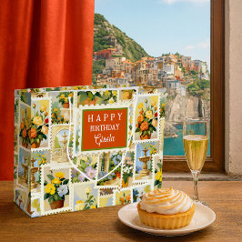Italian Festive Pattern Gift Bag ラージペーパーバッグ