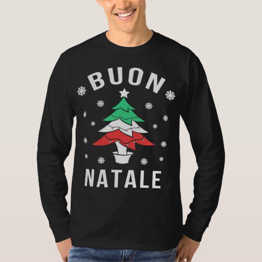 Italian Flag Christmas Tree Buon Natale Tシャツ (正面)