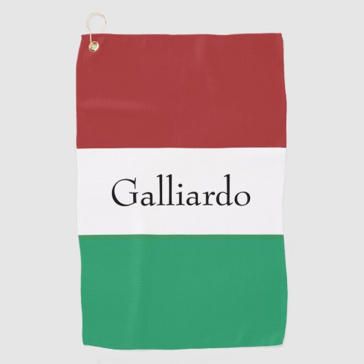 Italian Flag Colors Surname Name Custom  ゴルフタオル (正面)