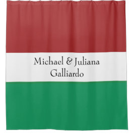 Italian Flag Colors Surname Name Custom  シャワーカーテン