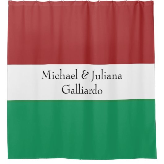 Italian Flag Colors Surname Name Custom シャワーカーテン (正面)