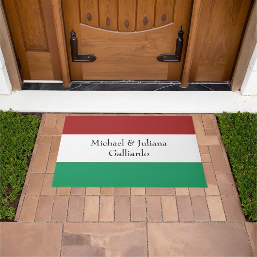 Italian Flag Colors Surname Name Custom  ドアマット (室外)