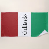 Italian Flag Colors Surname Name Custom  ビーチタオル (正面)