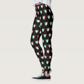 Italian Flag Heart All-Over Print Black Leggings レギンス (左)