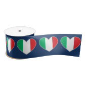 Italian Flag Hearts on Royal Blue サテンリボン (リール)