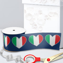 Italian Flag Hearts on Royal Blue サテンリボン