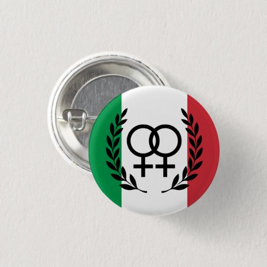 Italian Flag Lesbian Pride Pin with laurel wreath 缶バッジ (正面&裏面)
