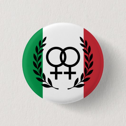 Italian Flag Lesbian Pride Pin with laurel wreath 缶バッジ (正面)