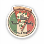 Italian Flag with Vintage Rome & Naples Pizza シール (正面)