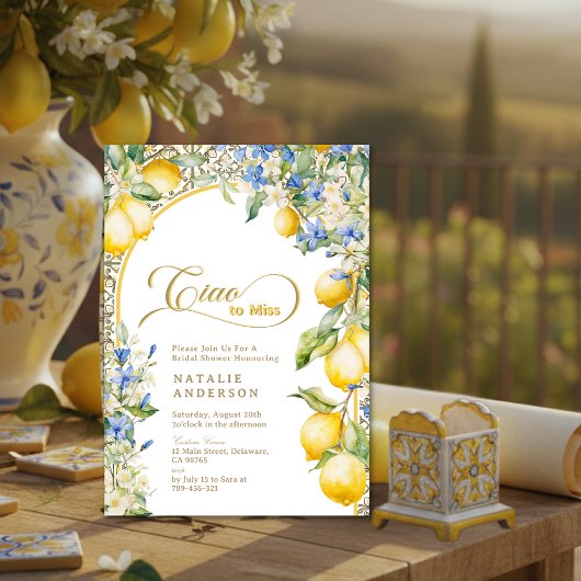 Italian Floral Lemon Ciao To Miss Bridal Shower 招待状