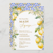 Italian Floral Lemon Main Squeeze Bridal Shower 招待状 (正面/裏面)
