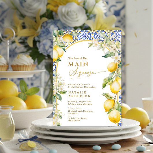 Italian Floral Lemon Main Squeeze Bridal Shower 招待状