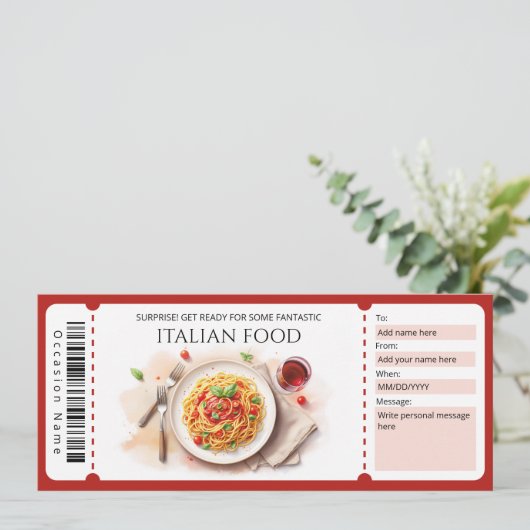 Italian Food Gift Certificate 招待状 (スタンド正面)