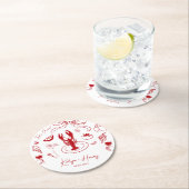 Italian Food Hand Drawn Wedding Engagement Party ラウンドペーパーコースター (インサイチュ)