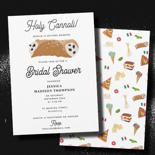 Italian Food Holy Cannoli Bridal Shower Wedding 招待状