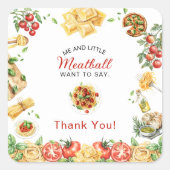 Italian Food Meatball thank you  Baby Shower  スクエアシール (正面)