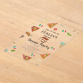 Italian Food Pizza & Pasta Dinner Party Theme アクリル招待状 (レイダウン)