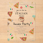 Italian Food Pizza & Pasta Dinner Party Theme アクリル招待状 (正面)