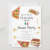 Italian Food Pizza & Pasta Dinner Party Theme 招待状 (正面)