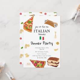 Italian Food Pizza & Pasta Dinner Party Theme 招待状