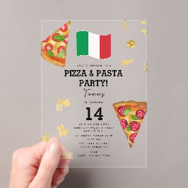 Italian Food Pizza & Pasta Making Birthday Party アクリル招待状