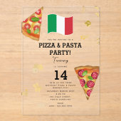 Italian Food Pizza & Pasta Making Birthday Party アクリル招待状 (正面)