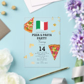 Italian Food Pizza & Pasta Making Birthday Party アクリル招待状 (インサイチュ (ウェディング))