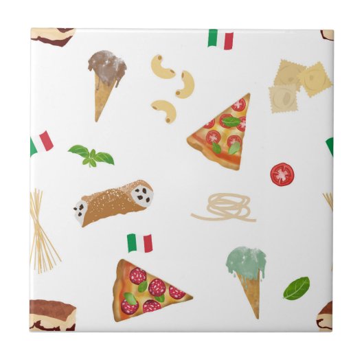 Italian Food Pizza Pasta Tiramisu Kitchen タイル (正面)