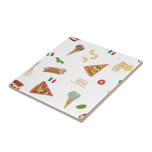 Italian Food Pizza Pasta Tiramisu Kitchen タイル (側面)