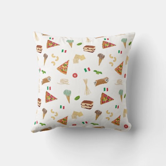 Italian Food Pizza Pasta Tiramisu Pattern クッション (裏面)