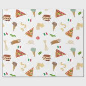 Italian Food Pizza Pasta Tiramisu Pattern ラッピングペーパー (フラット)