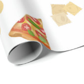 Italian Food Pizza Pasta Tiramisu Pattern ラッピングペーパー (ロールコーナー)