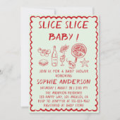 Italian Food Slice Slice Baby Pizza Baby Shower 招待状 (正面)