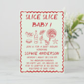 Italian Food Slice Slice Baby Pizza Baby Shower 招待状 (スタンド正面)