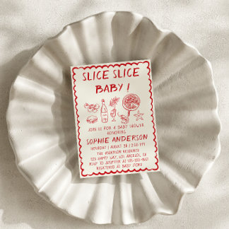 Italian Food Slice Slice Baby Pizza Baby Shower 招待状