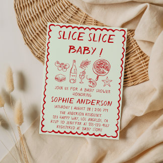 Italian Food Slice Slice Baby Pizza Baby Shower 招待状