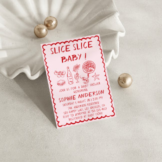 Italian Food Slice Slice Baby Pizza Baby Shower 招待状
