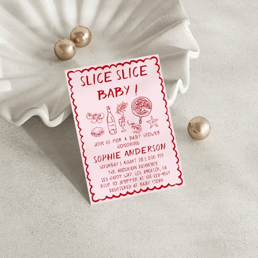 Italian Food Slice Slice Baby Pizza Baby Shower 招待状