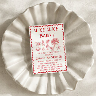 Italian Food Slice Slice Baby Pizza Baby Shower 招待状
