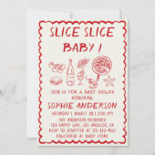 Italian Food Slice Slice Baby Pizza Baby Shower 招待状 (正面)
