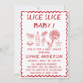 Italian Food Slice Slice Baby Pizza Baby Shower 招待状 (正面)