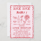 Italian Food Slice Slice Baby Pizza Baby Shower 招待状 (正面)
