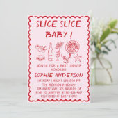 Italian Food Slice Slice Baby Pizza Baby Shower 招待状 (スタンド正面)