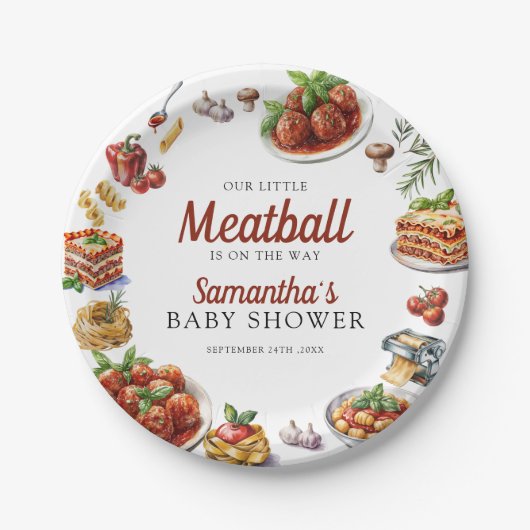 Italian Food | Watercolor Baby Shower ペーパープレート (正面)