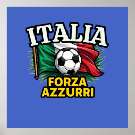 Italian Football Passion – Forza Azzurri Flag ポスター