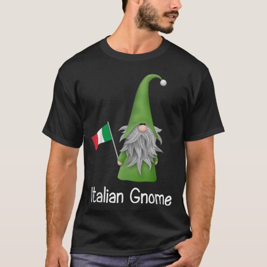  Italian Gnome Holding The Flag Of Italy Tシャツ (正面)